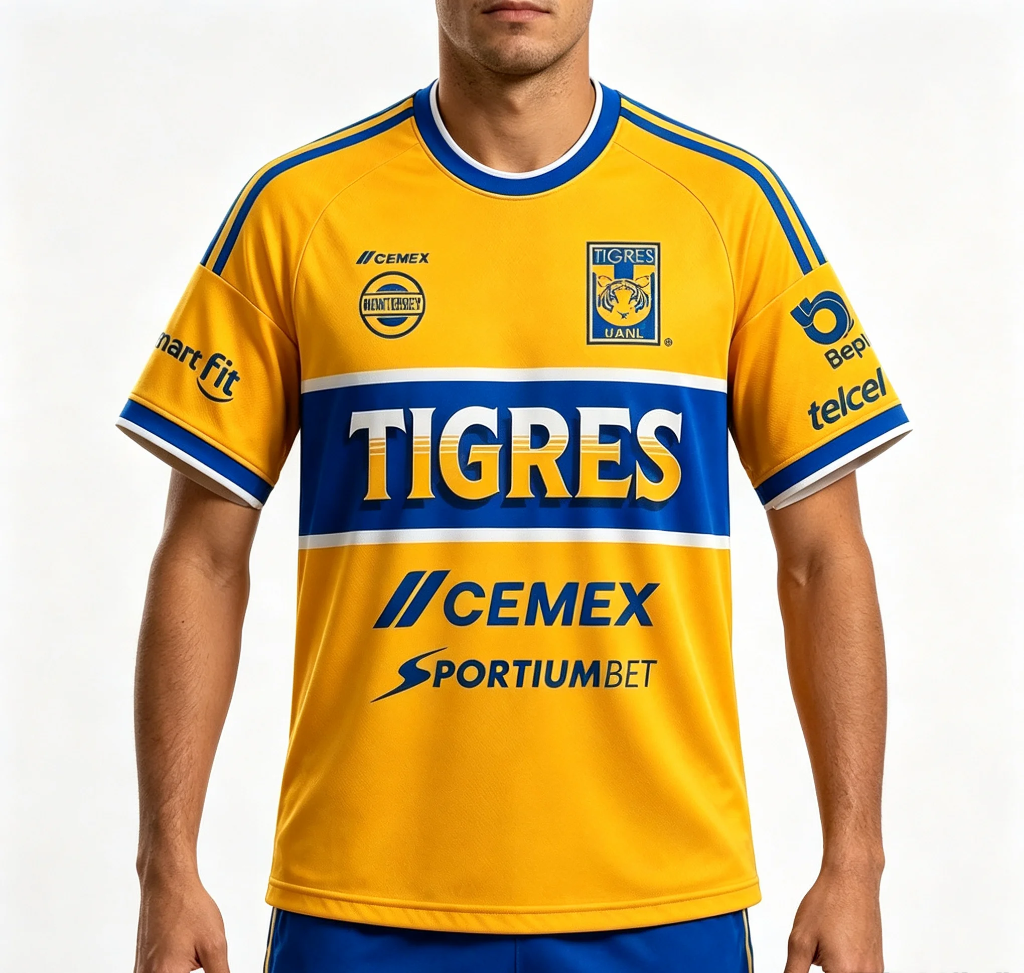 Saison 2026 Tigres UANL Fußballtrikot Herren Sommer Neues 3D-Druck Sport-Fußball-T-Shirt Atmungsaktiv Schnelltrocknend Familien-Set – Detail 1