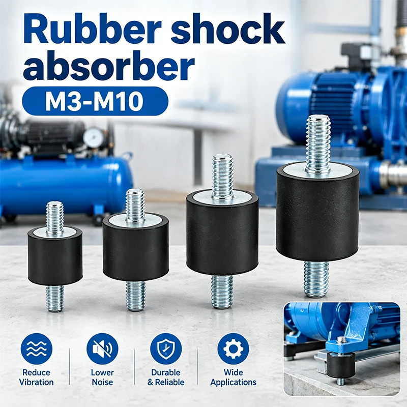 4/8pcs Double Male Thread M3 M4 M5 M6 M8 M10 Rubber Mount Anti Vibration Male-Male Shock Absorbers Dia 8-40mm
