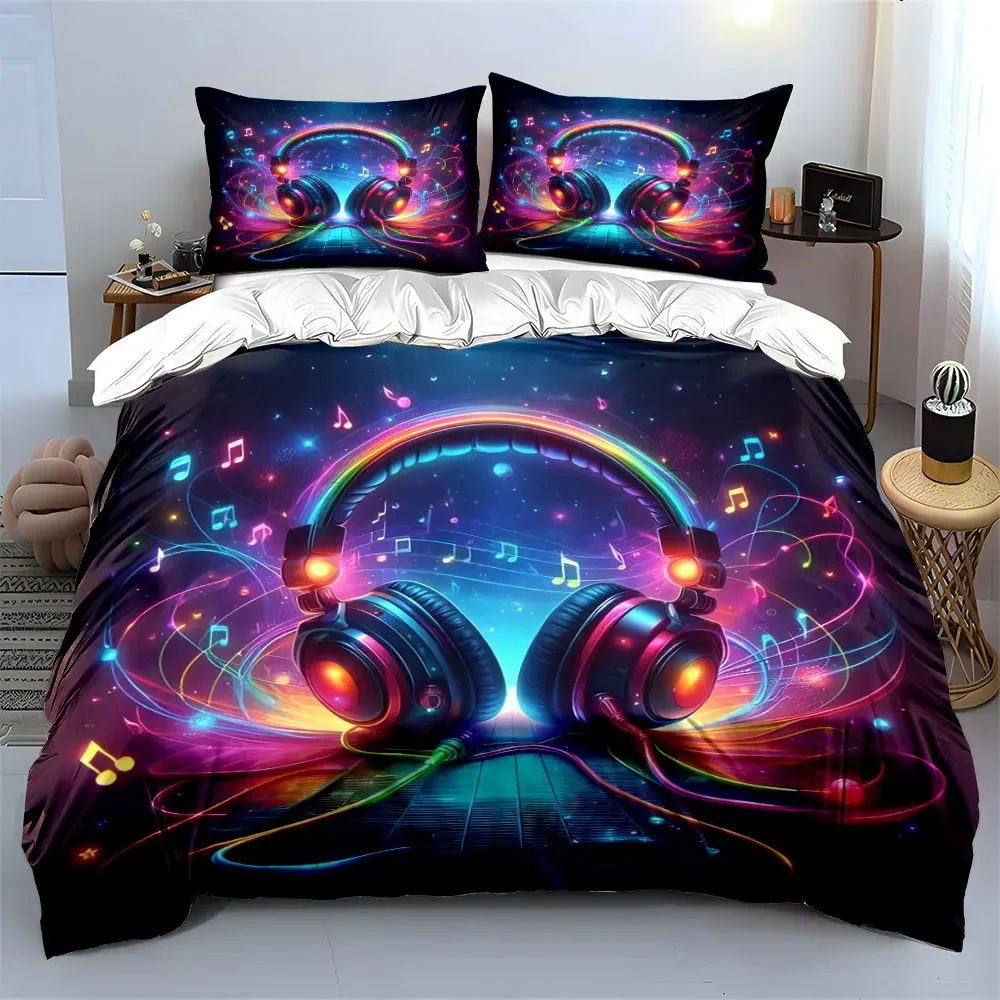 Colorful Music Decor Set Bedding Set with 1 Duvet Cover 2 Pillowcases Single Double King Queen, Gift