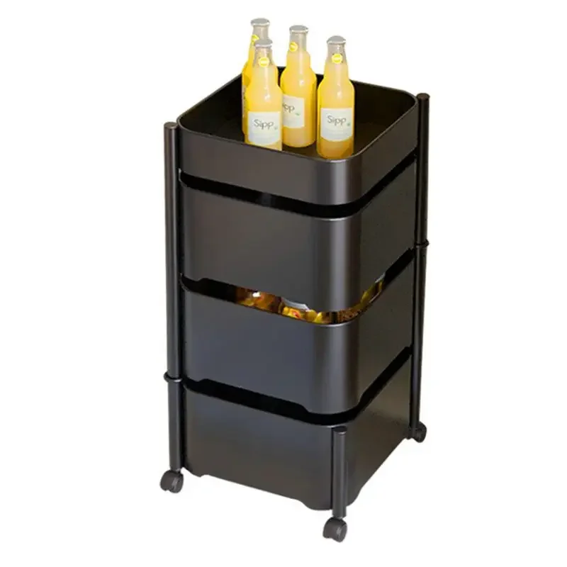 

Multifunction Living Room Storage Rack Rotatable Kitchen Cart Storage Shelf Side Table Trolley Rolling Storage Cart Drawers