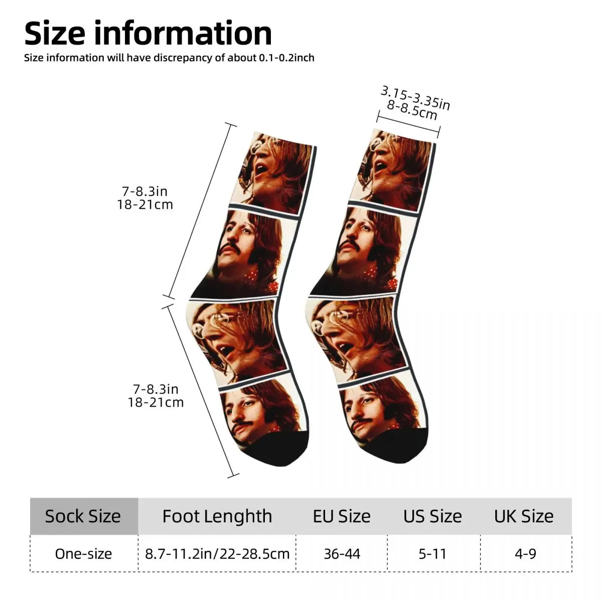 The Beatle Men\'s Socks Retro Harajuku The Beatle Street Style Novelty Pattern Crew Sock