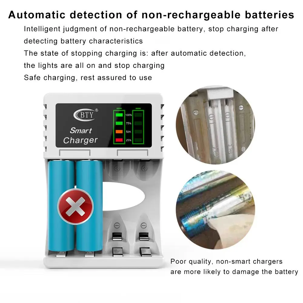 LED Indicator 4 Slot Adapter Fast Charging Dock Intelligent Battery Charger For AA AAA NI-CD NI-MH Rechargeable Batteries