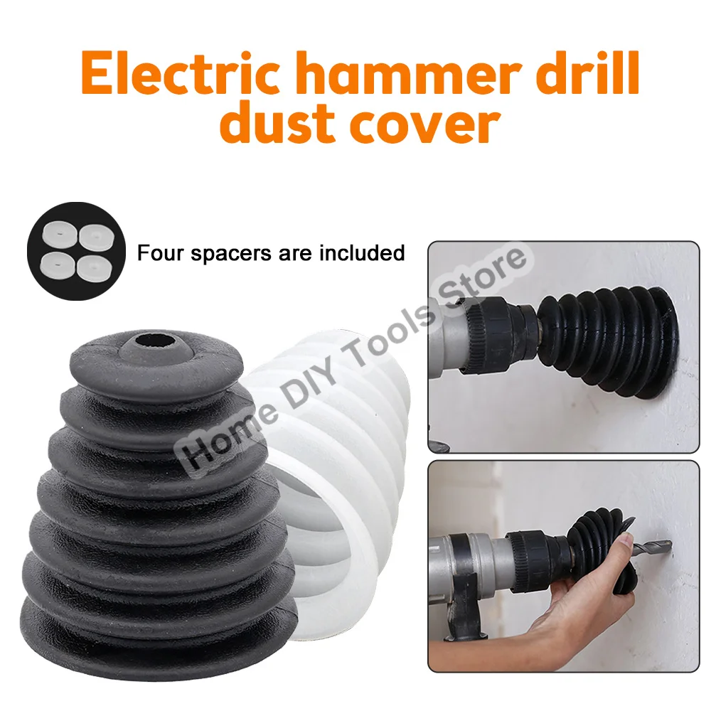

Electric Drill Dust Cover Rubber Impact Hammer Drill Dust Collector Dustproof Device Power Tool Accessories With 4 Rubber Pads