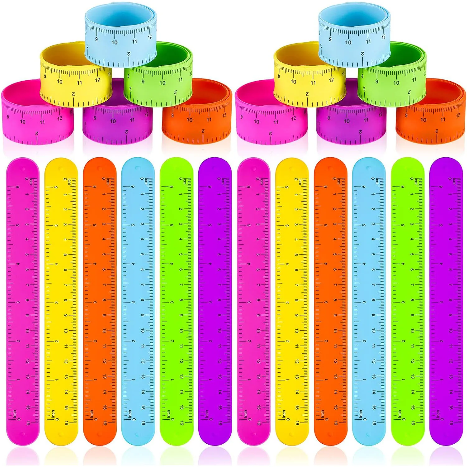 Ruler Slap Bracelets Operation Christmas Items Silicone for Kids Classroom Party Favor School Prize