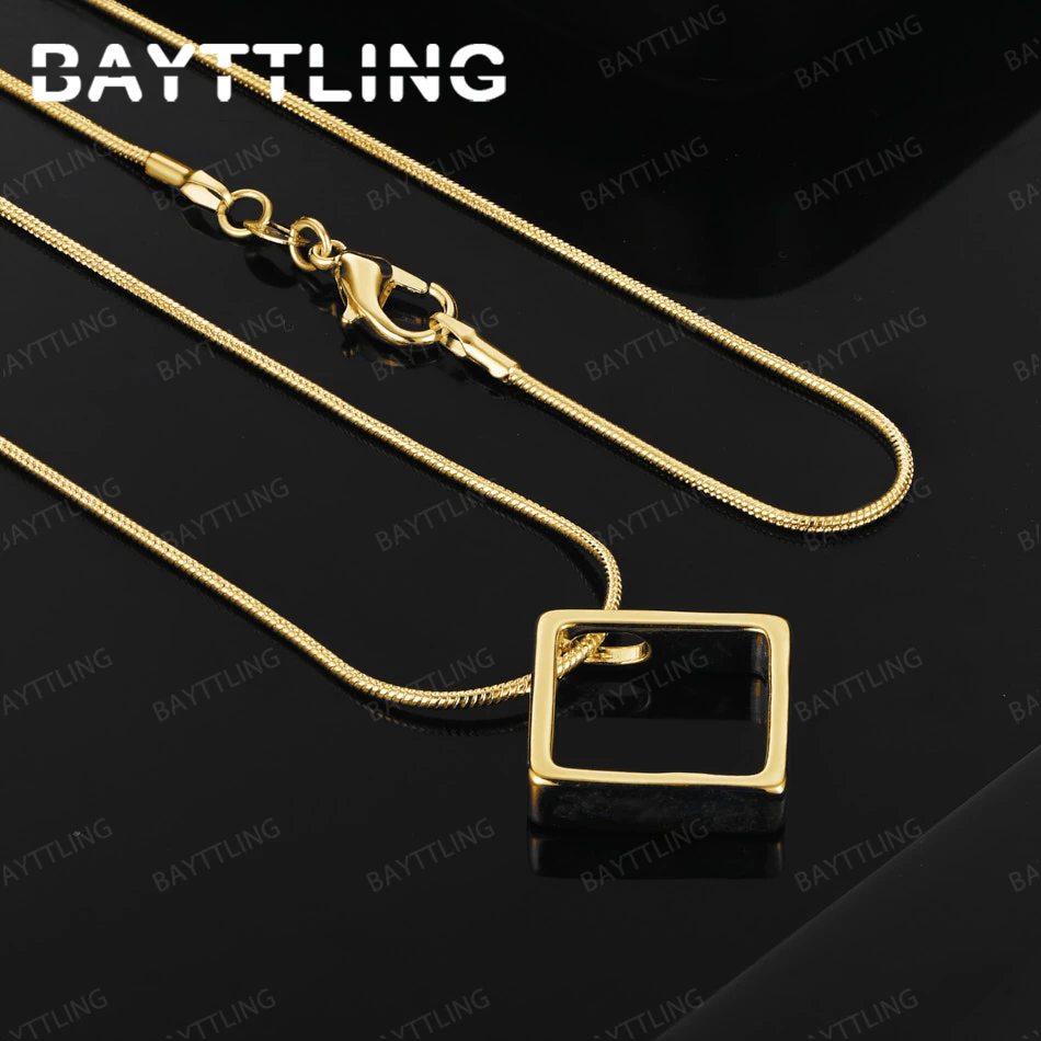 

925 Silver 18K Gold 16-30 Inch Delicate Square Pendant Necklace Fashion Women's Gift Accessories Wedding Jewelry