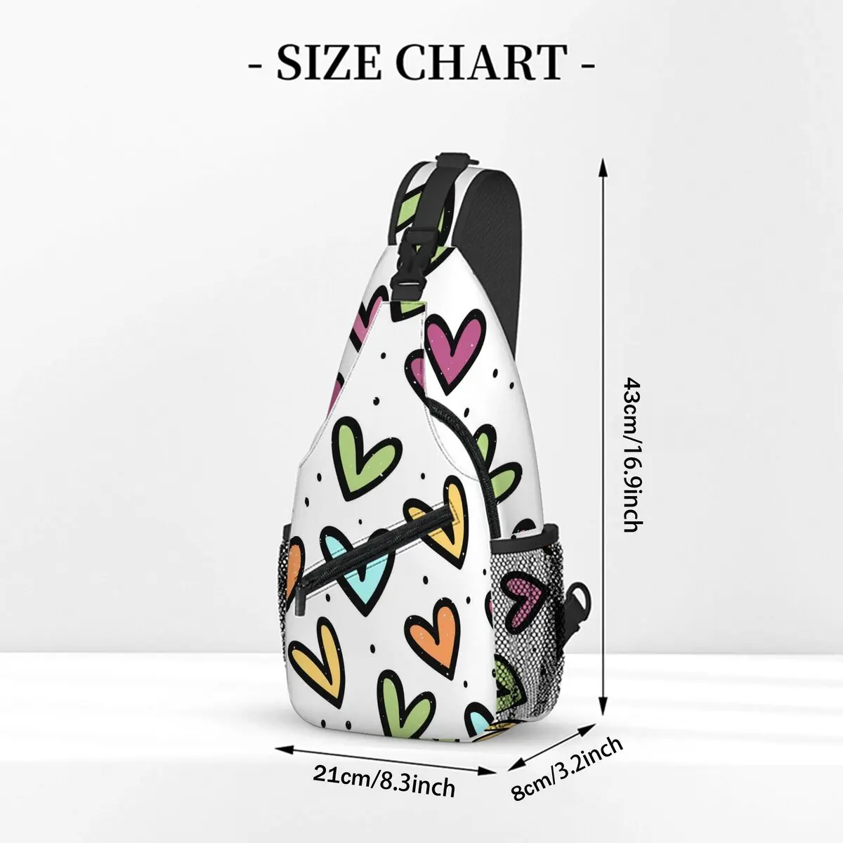 Heart Love Small Chest Bag Men's and Women's Kids Best Gift 2D Flat Cartoon Large Capacity Outdoor Sports Leisure Fashion Bag 3