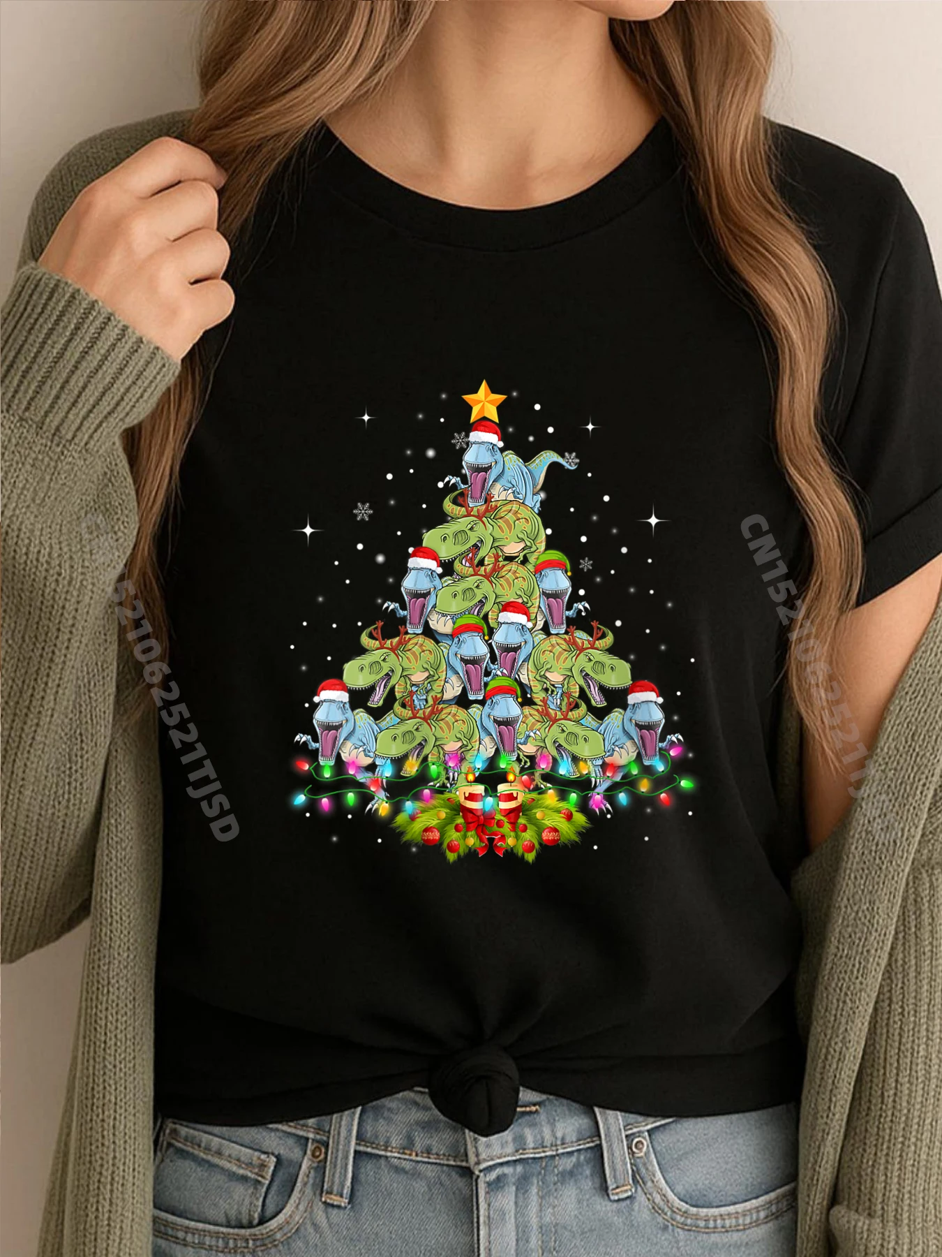 

Womens Dinosaur T Rex Tree Christmas Xmas Pet Trex Oversized T Shirt Male Gifts For Woman Vintage