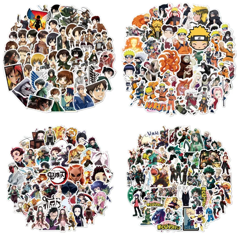 

50 шт. Demon Slayer Наруто Атака Титанов My Hero Academia Токио Мстители HUNTER×HUNTER Мультфильм Аниме Doodle Водонепроницаемая наклейка