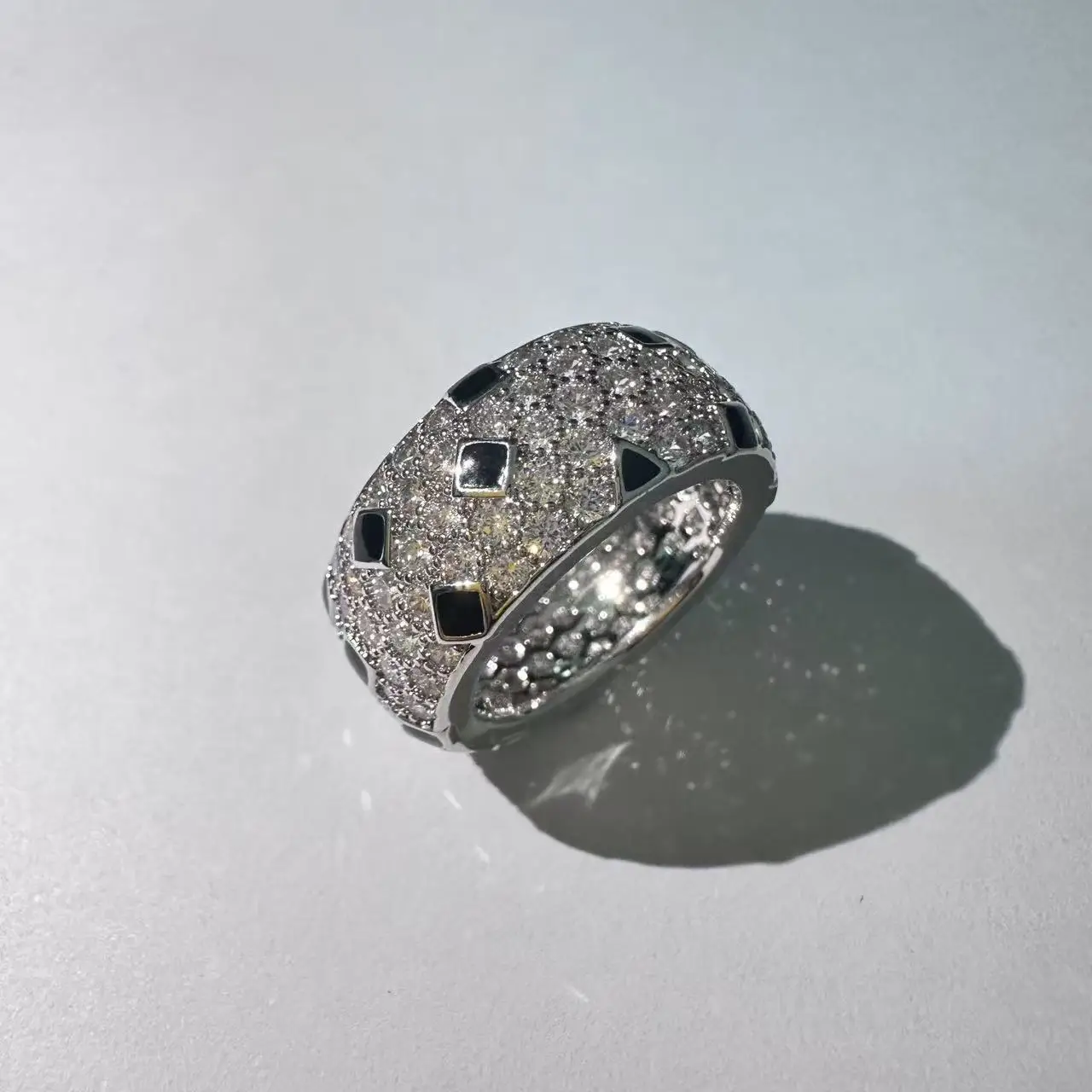 

Pure 925 Sterling Silver Jewelry For Women Black Spots Diamond Design Rings Wedding Jewelry Engagement Classic Ring Friendship