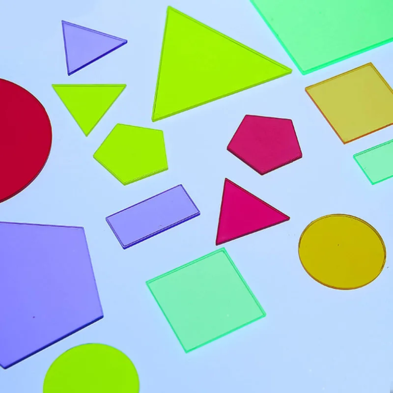Montessori Translucent Geometric Puzzle Kids Toys Rainbow Blocks DIY Thinking Game Sensory Education Learning Light Table Toys view 5