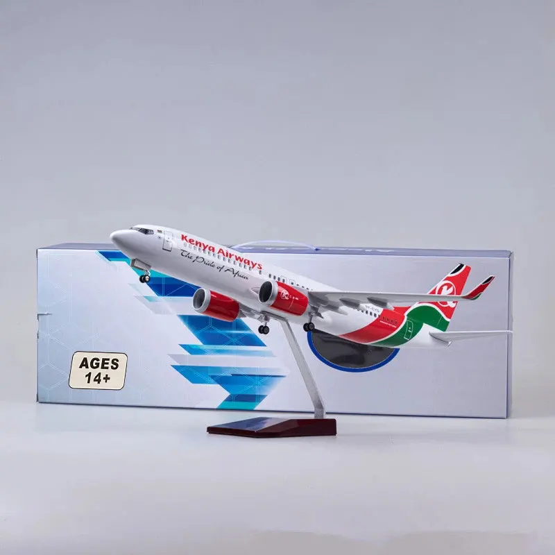 47CM Large Scale Resin Airplane Model Compatible for Kenya B737 with Stand for Adult Aviation Enthusiasts Gifts or Display Decor