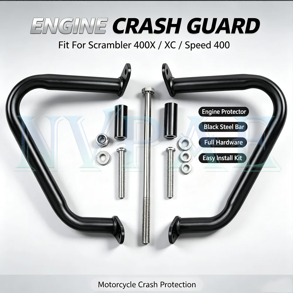 For Scrambler 400X XC Speed 400 Motorcycle Engine bumper Bar Full Hardware Easy Install Kit Motorcycle Crash Protection
