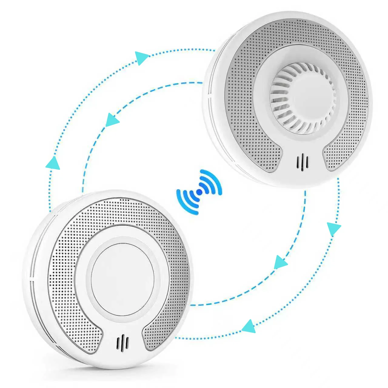Tuya WiFi Wireless Interlinked Smoke Detector & Heat Alarm - 10-Year Sealed Battery, Large Test/Silence Button, Smart Home Compa