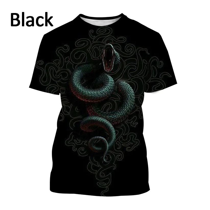 Summer Latest Fashion 3D Printing Snake Graphic T-Shirt Men\'s Street Style Cool Casual Round Neck Short Sleeve T-Shirt Top