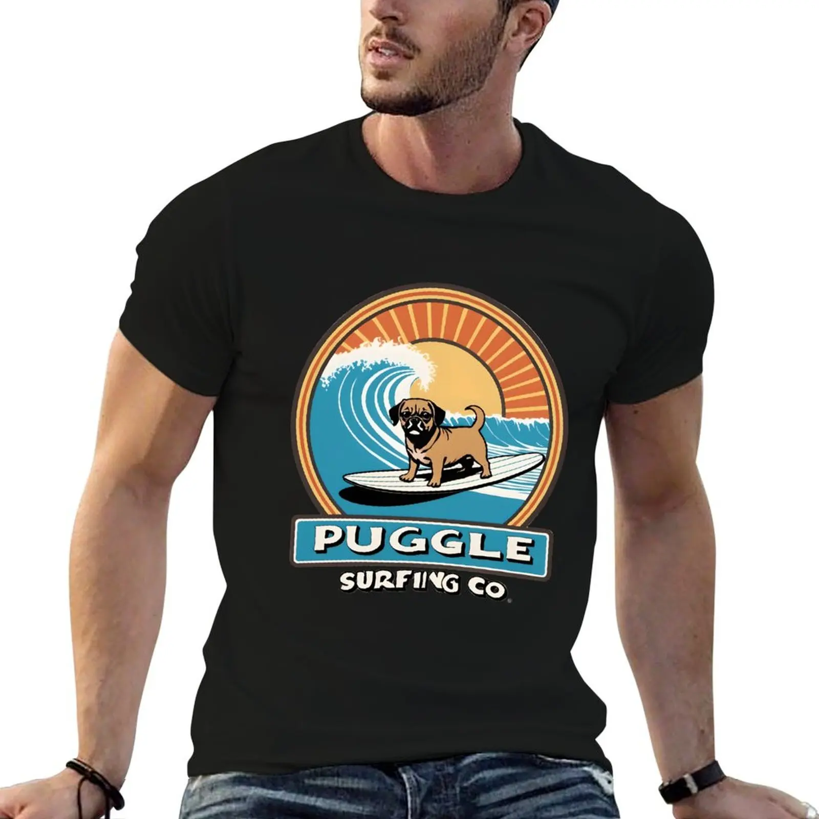 Puggle Surfing Co. T-Shirt Plus Size Summer Short Sleeve T-Shirt