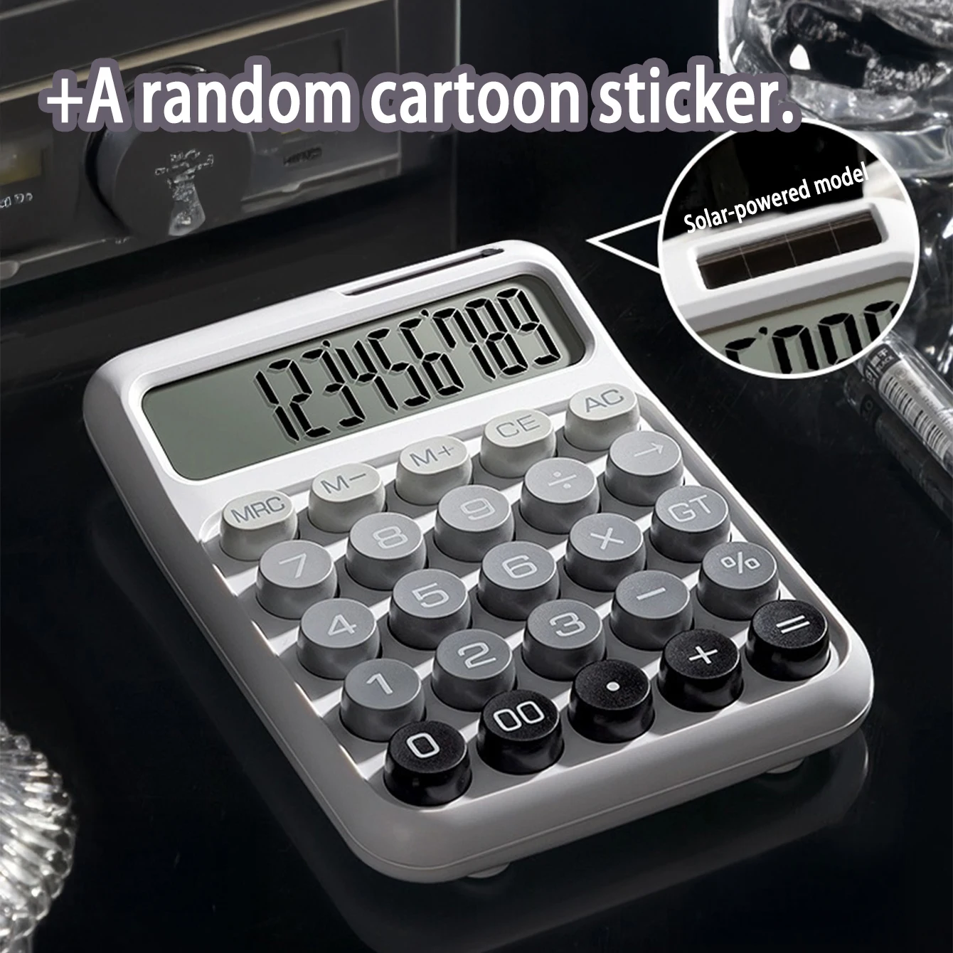 Dual-Power Gradient Color Calculator 12-Digit Wide Display Flexible Keys Large Size Solar & Battery Operated for Business Use