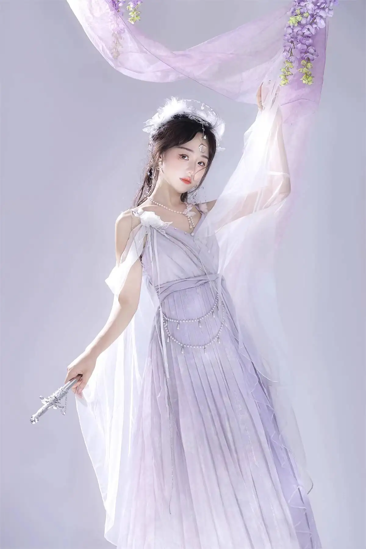 

Новое женское платье в китайском стиле Ханьфу на тонких бретелях, повседневное, с элементами Хань, эфирное, для фиесты, карнавала, Хэллоуина, косплея