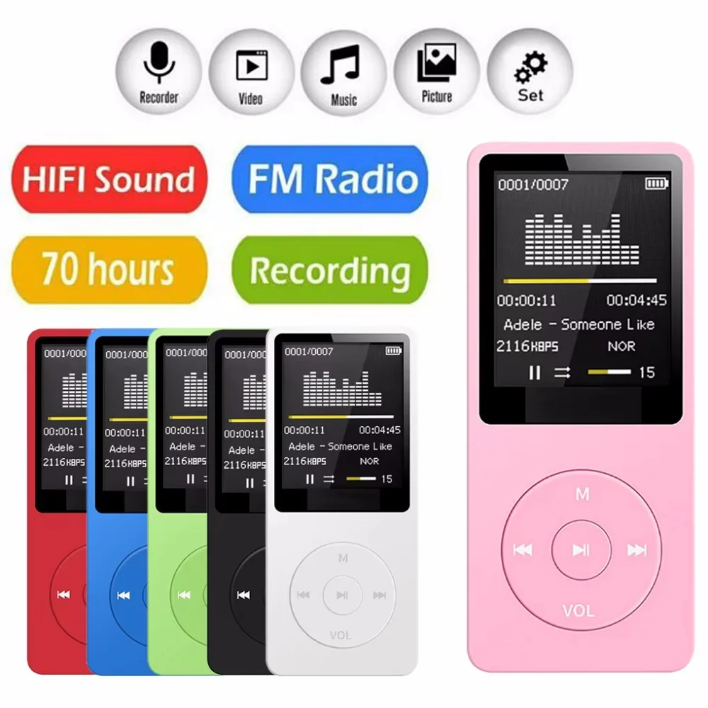 Bluetooth-compatible Mp3 Music Player Lossless Portable Fm Radio External Ultra-thin Student Sports Walkman Mp3 Player Recorder