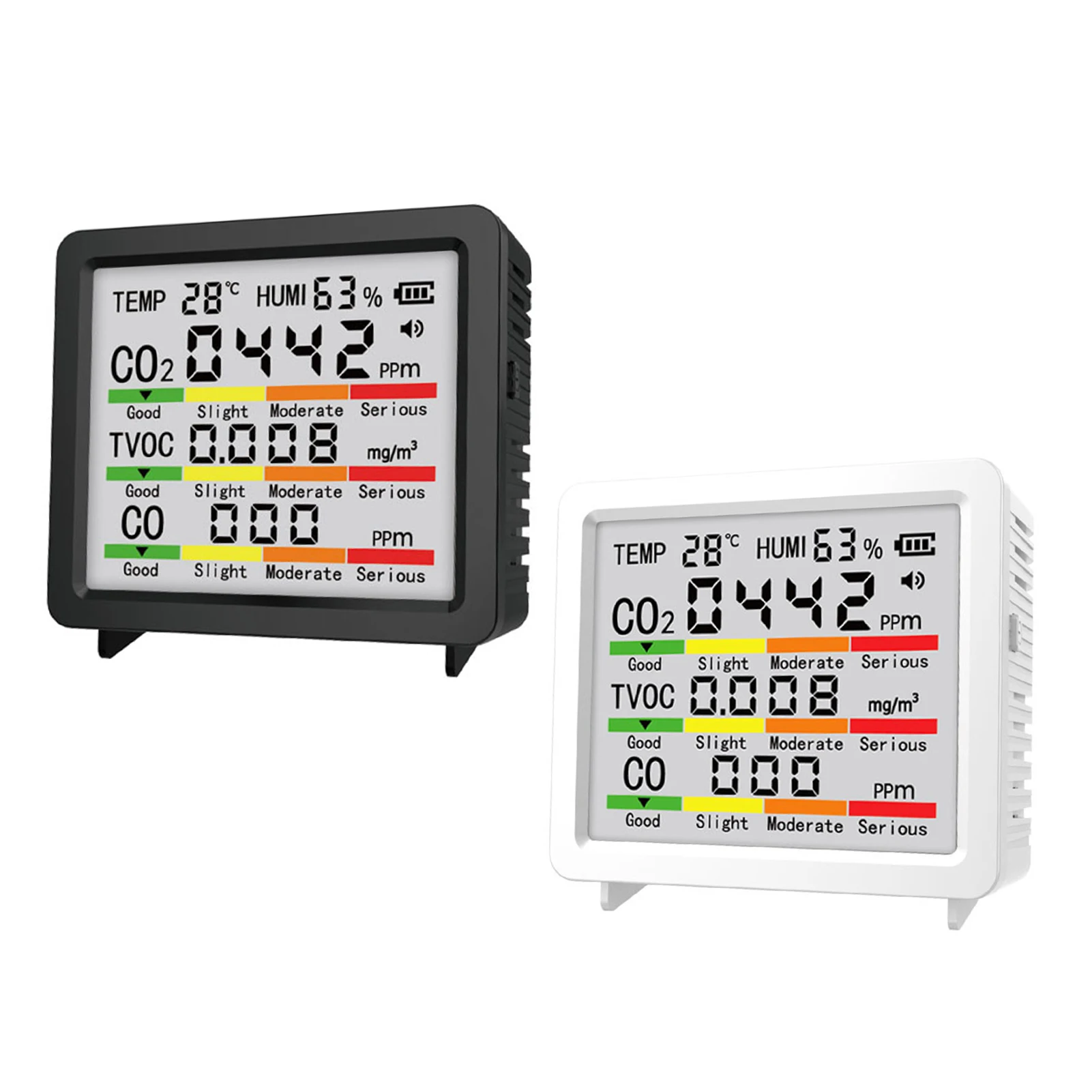 5 in 1 Air Quality Detector CO2 TVOC CO Temperature Humidity Sensor LCD Digital Display Portable Home Multifunction Gas Monitor