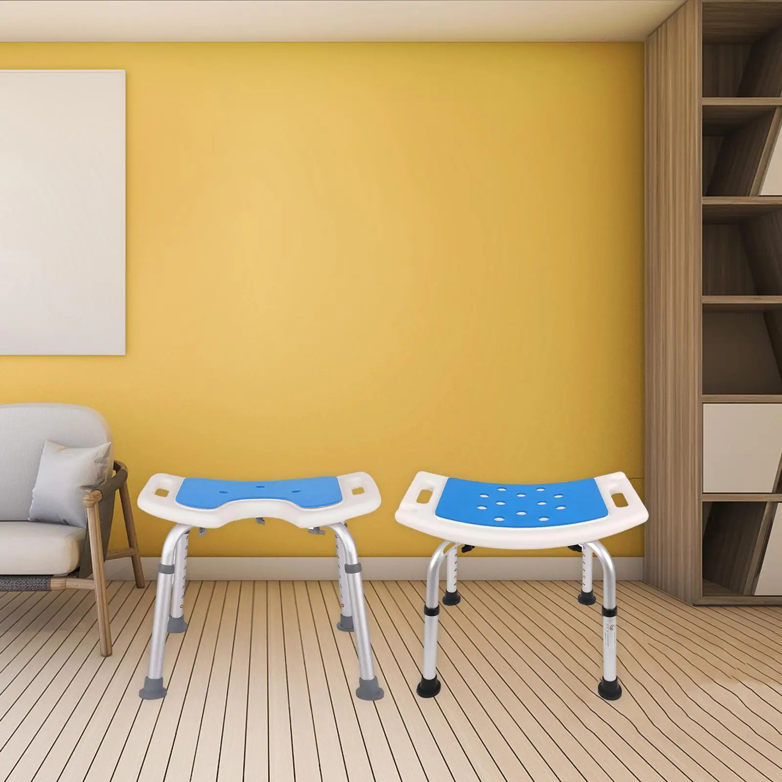 Aid Seat Bathroom and shower chair Without Back Chair Height Adjustable Non Slip Toilet Seat Disabled Home Adult Elderly Kids