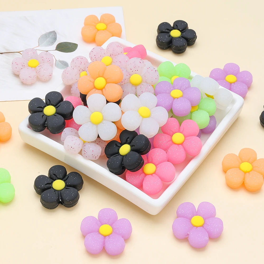 

7Pcs Silicone Bead Flower Focus Beads BPA Free For Food Grade Baby Pacifier Chain DIY Bracelet Necklace Making