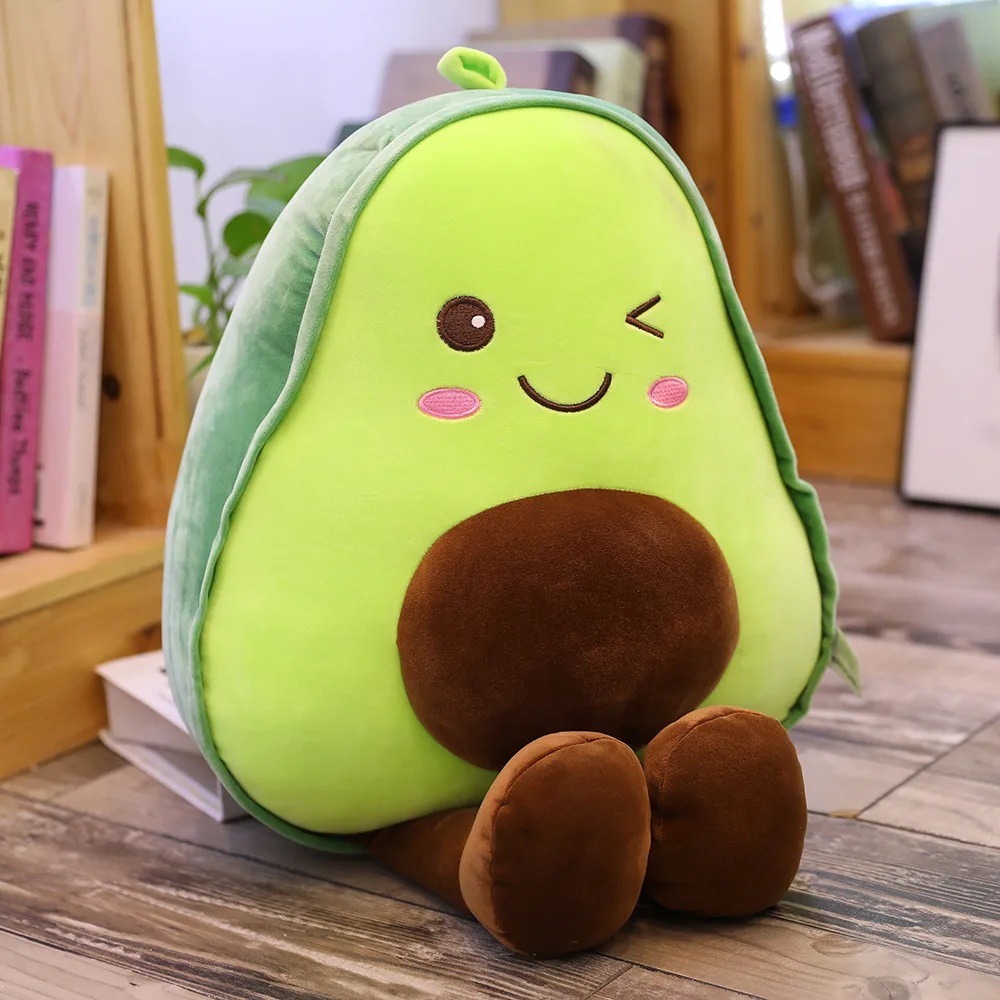 Muñeco de peluche de fruta Kawaii de 30CM, juguete de peluche de aguacate suave y cómodo, adornos de decoración para sala de estar, regalos de cumpleaños