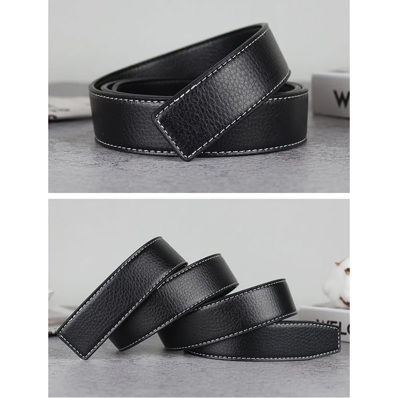 Luxury Design Men\'s Leather Belt Brand Fashion Casual Business Flat Belt Buckle Jeans Accessories High Quality New Width: 3.3CM