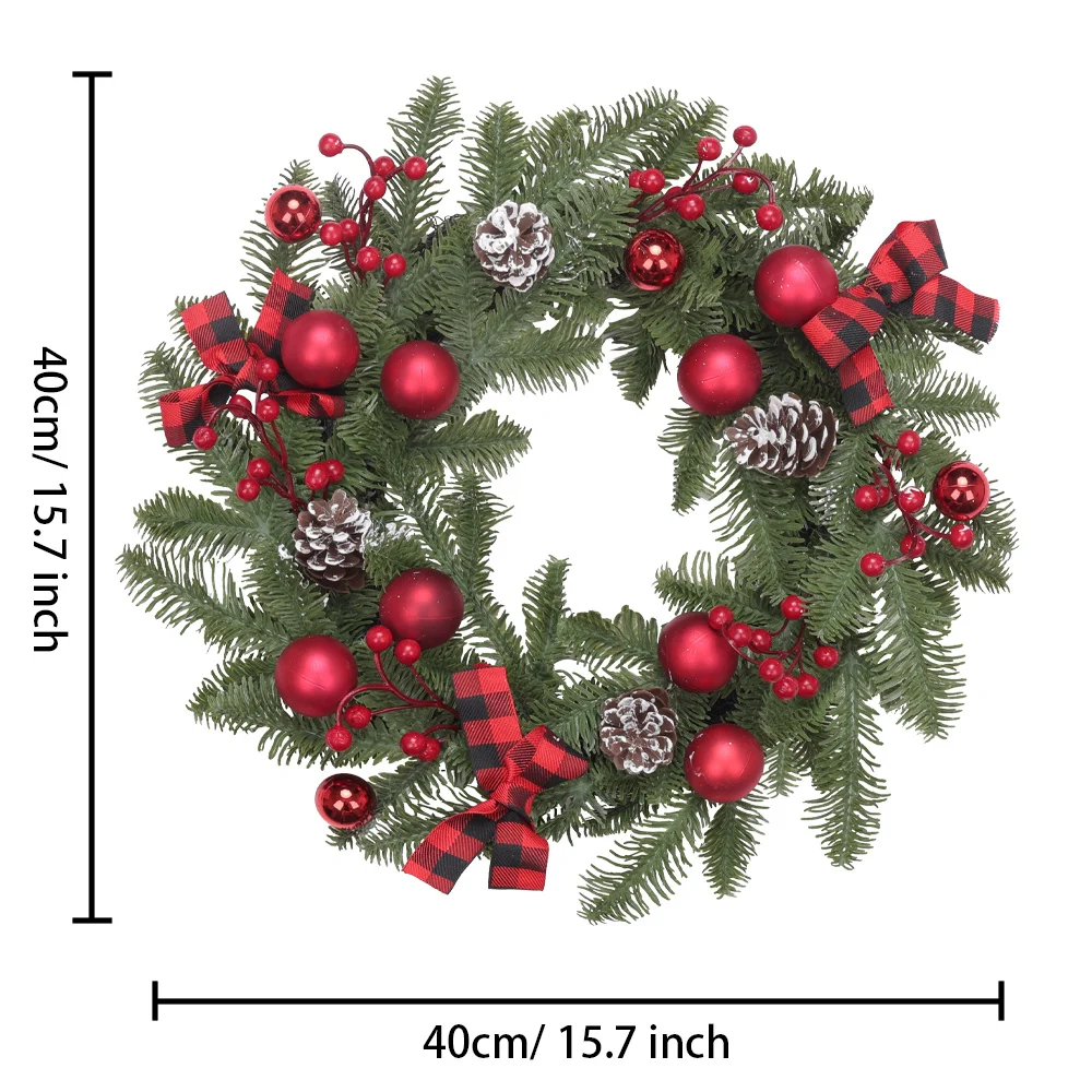 إكليل زهور عيد الميلاد، قلادة تزيين على شكل فاكهة صنوبر حمراء مخروطية من الصنوبر والسرو، بهو منزلي، ديكور جداري، معلق للباب