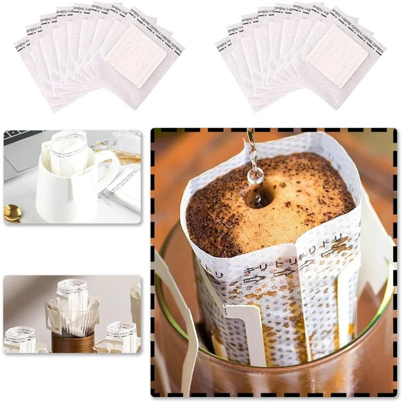 50Pcs Disposable Drip Coffee Cup Filter Bags Office Travel Brew Coffee And Tea Tool Coffees Filters Paper