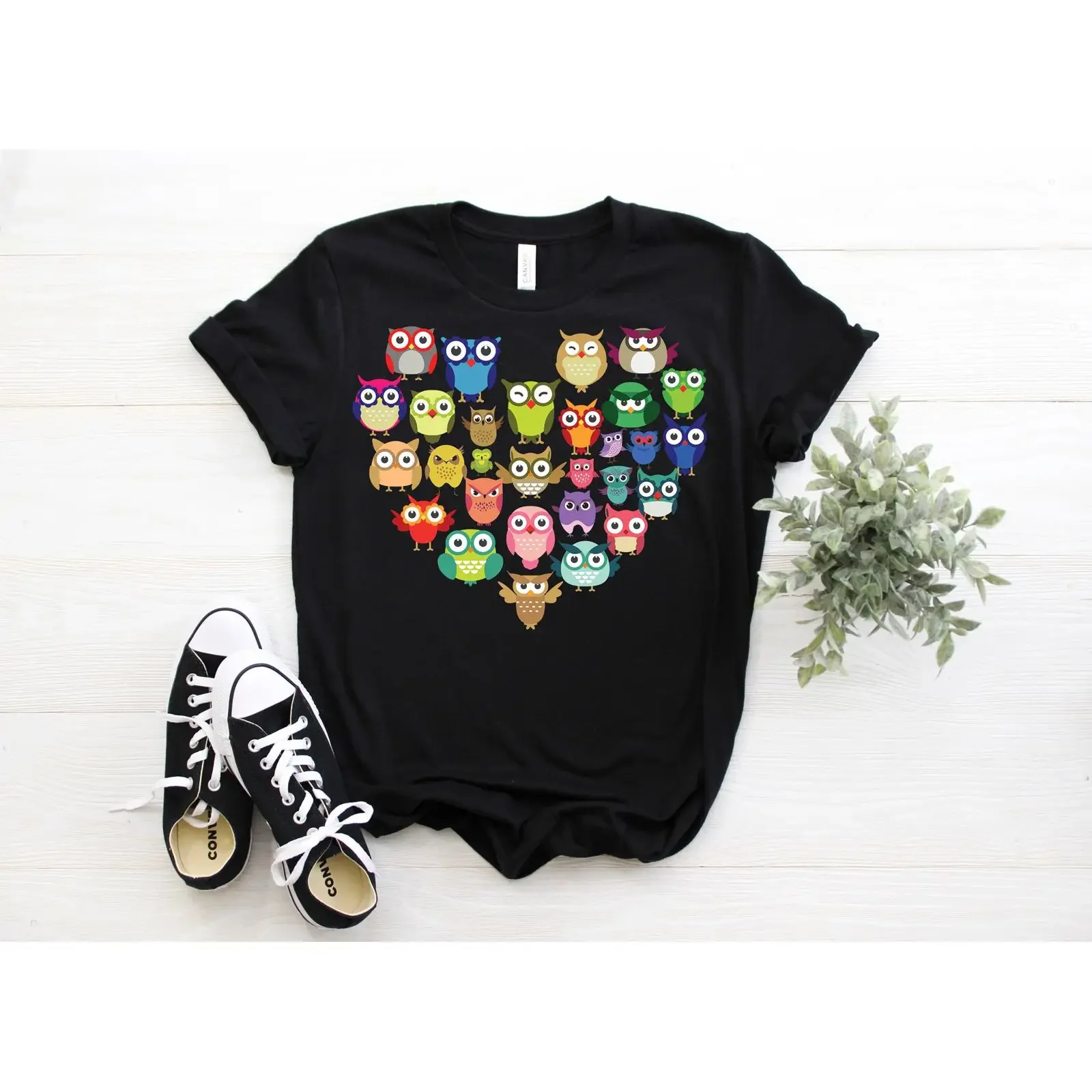 Cute Owl Heart Love T Shirt Funny Owls for Bird Nerd Birdwatcher Birding Lover Ornithologist Birder  vintage Washed homme