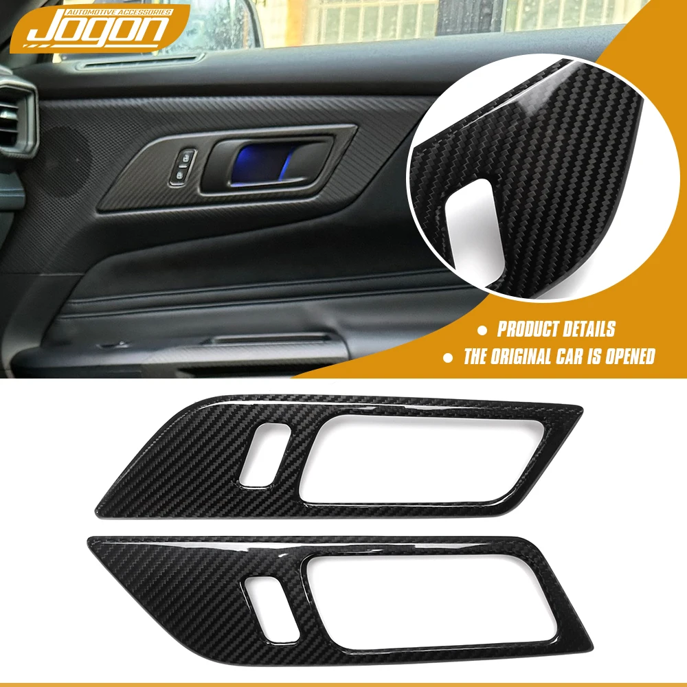 For Ford Mustang S650 Dark Horse GT 2024+ Real Carbon Fiber Car Interior Innner Door Handle Frame Panel Cover Trim Accessories