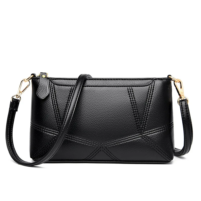 여성 숄더 가방 크로스 바디 패션 메신저 가방 캐주얼 작은 가방 2025 새로운 여름 부드러운 가죽 지갑 중년 노인