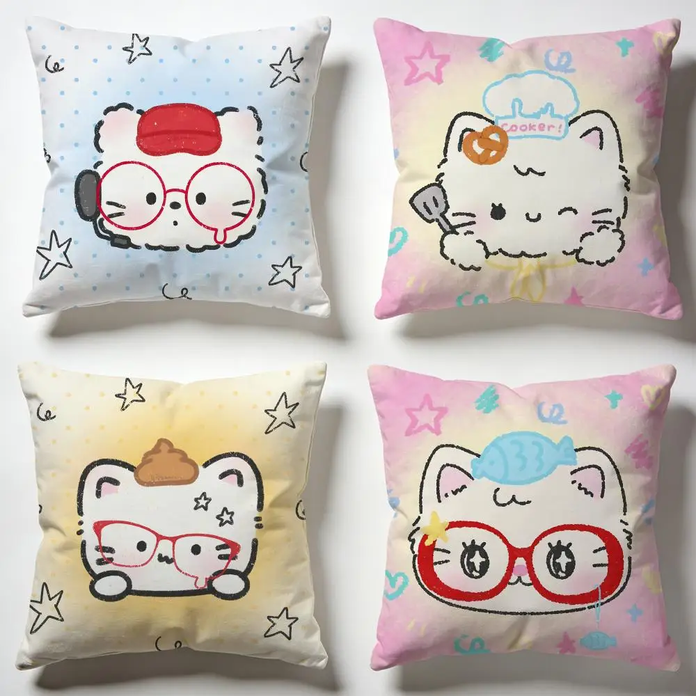 Soft Graffiti Kitten Cushion Cover Soft Pillow Cases for Home Bedroom Living Room Sofa