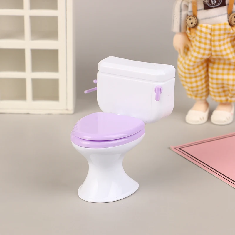 1/12 Dollhouse Toilet Model Dollhouse Mini Bathroom Closestool Decoration Dolls House Accessories Pretend Play Toys