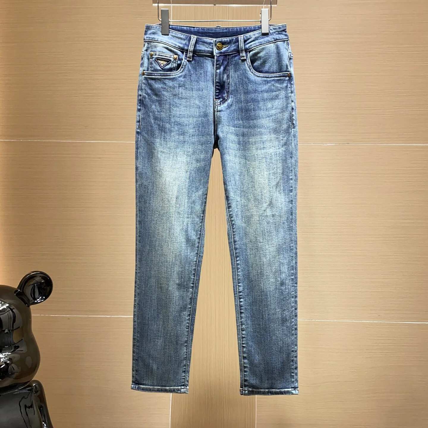 

Spring Summer Men's Slim Fit Straight Leg Waed Nine Points Jeans Faion Urban Sle mid Waist Dstring Closure Non-Fce