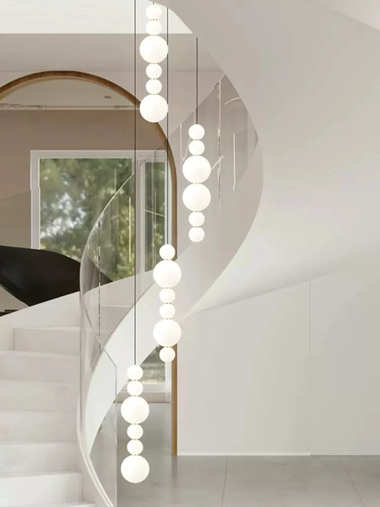 Nordic LED Villa Living Room Luxury Large Chandelier Modern Minimalist Duplex Loft Creative Rotating Staircase Light  Chandelier