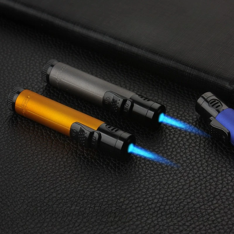 

Cheap Refillable Butane Lighter Windproof Blue Flame Turbo Torch Lighters Smoking Accessories Fire Igniter Without Gas