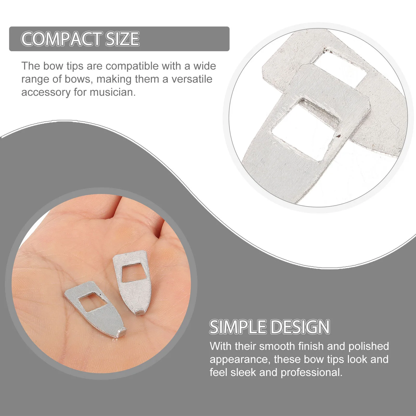 

2pcs Metal Bow Tips For Violin Replacement Durable Stringed Instruments Parts Accessories Smooth Wear Resistant Cushion