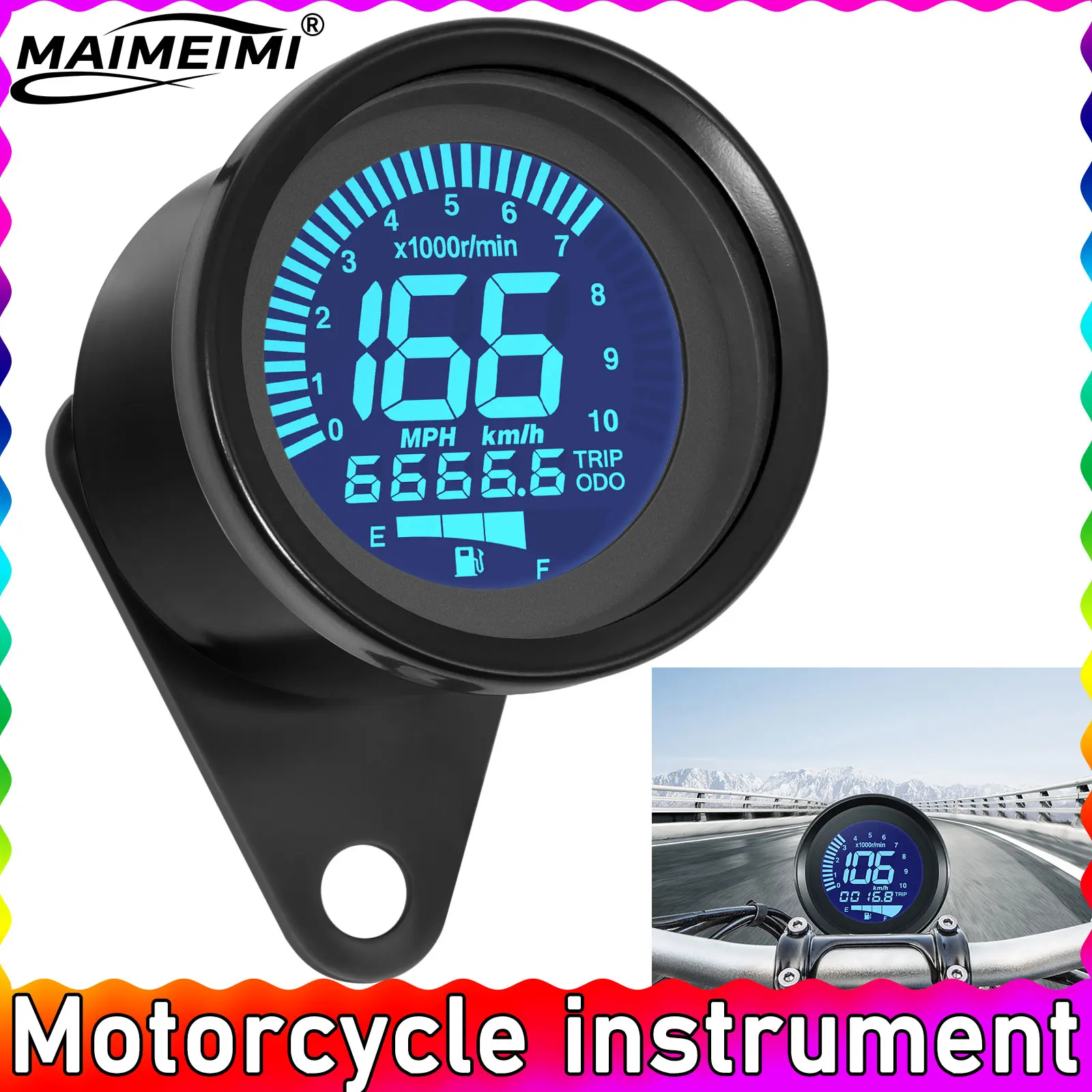 

Motorcycle Speedometer Retro LCD Odometer Digital Fuel Meter Universal DC12V LED LCD Tachometer Indicator Scooter ATV Meter