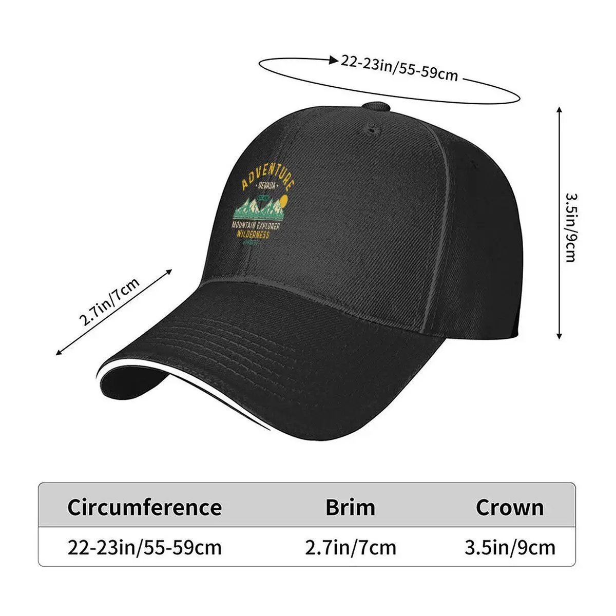 Adventure Nevada EST 1995 Mountain Explorer Wilderness Vintage Sandwich Baseball Cap Outdoor Workouts Sun Hat