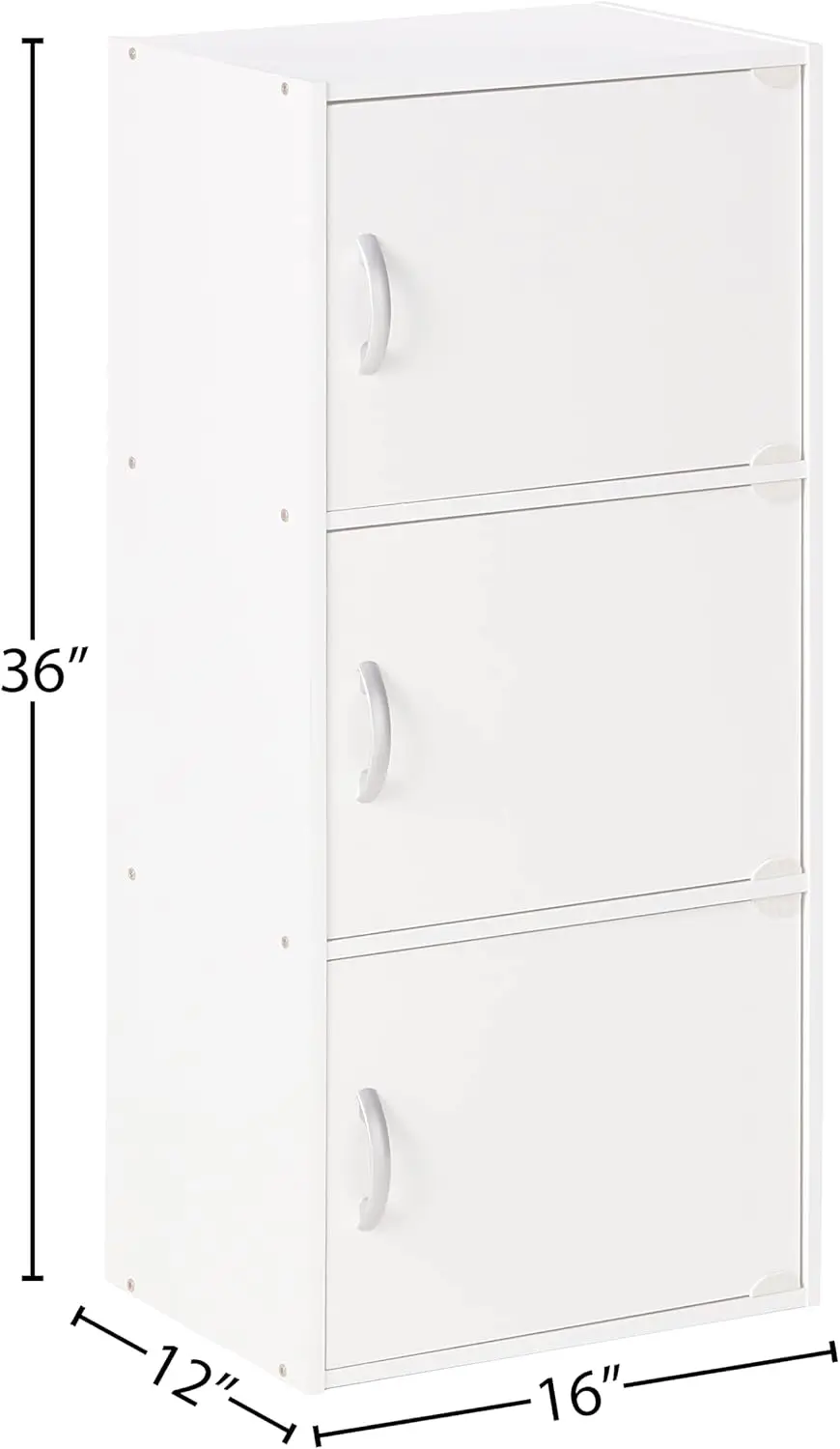 White 3-Door Storage Cabinet with Shelves, Easy Assembly, Multipurpose for Home Office