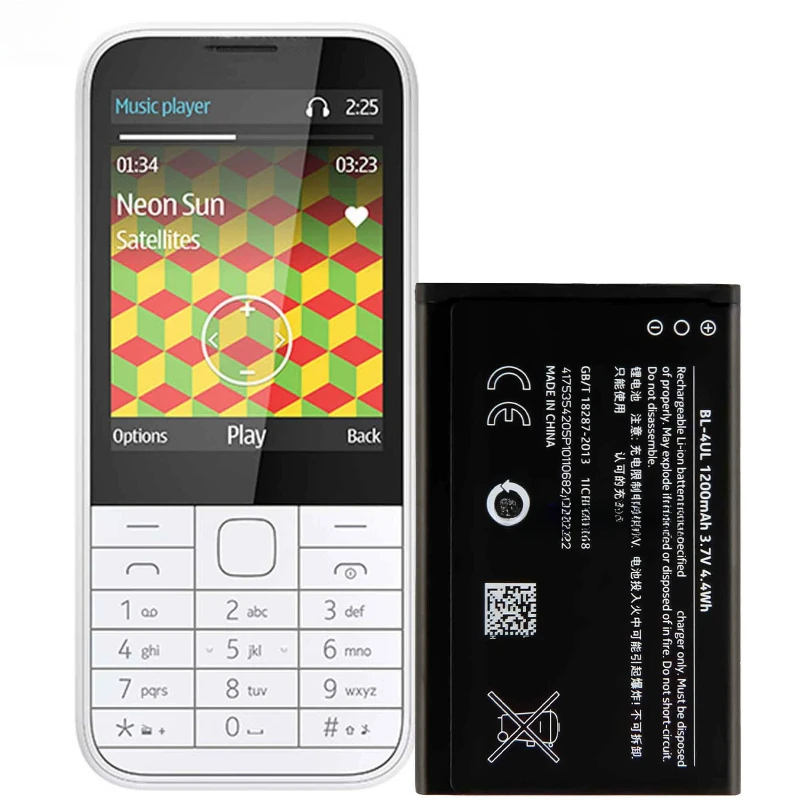 【Certificación CE】 Batería BL-4UL de 3.7V 1200mAh para teléfono móvil Nokia 3310 2017 TA1030, Lumia 225, 330, RM-1172, RM-1011, RM-1126 2