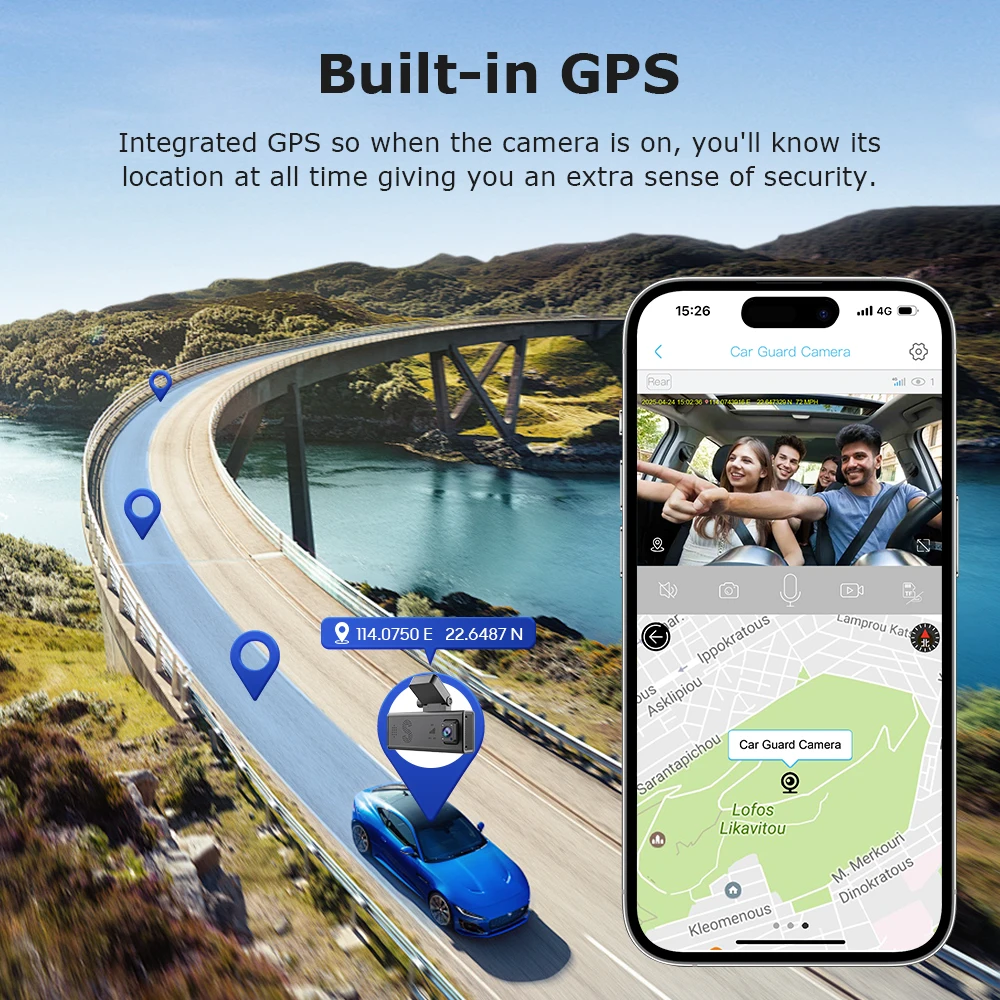 INQMEGA 4G LTE Dash Cam 6MP Dual Lens Car DVR Built‑in GPS  Parking Surveillance G‑Sensor Vibration Detection Night Vision CAM