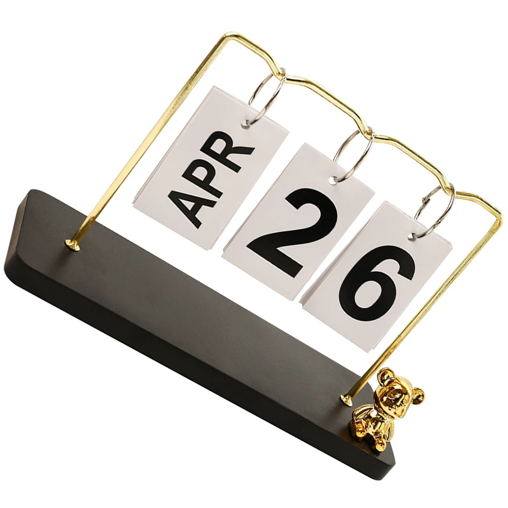 

Metal Desk Calendar Creative Reusable Standing Perpetual Black Creative Desk Calendar Gold Compact Home Office Decor