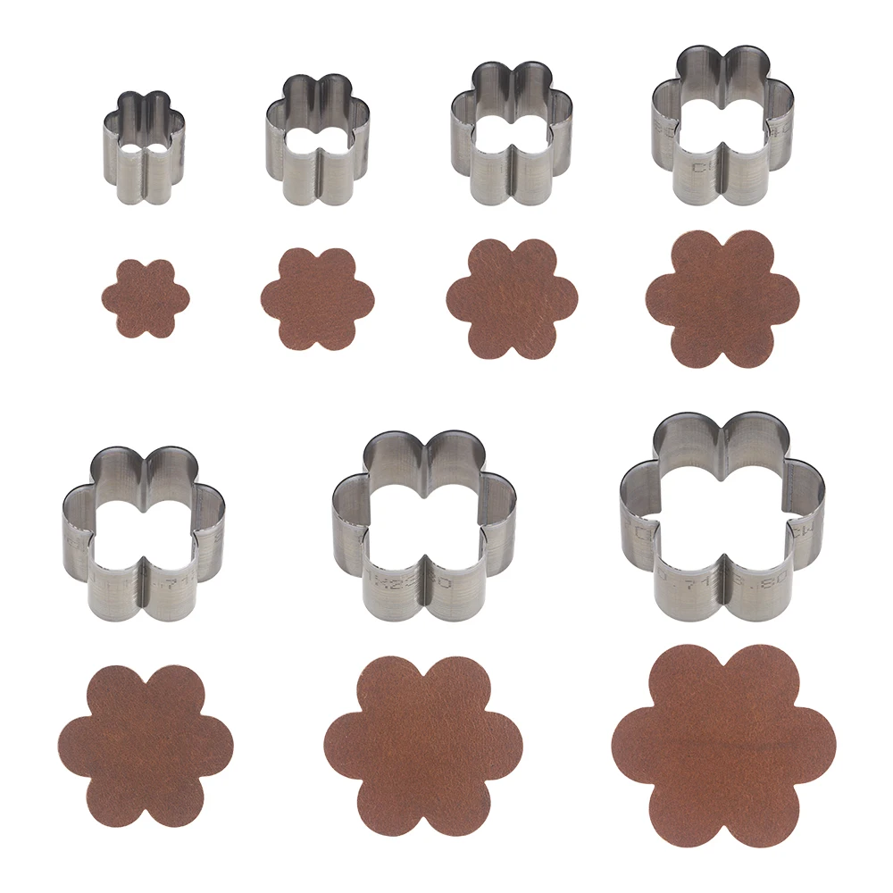 

7pcs/set Flower Petal Metal Cutting Dies Set for DIY Faux Leather Crafts - High Carbon Steel Punching, Assorted Sizes (20-50mm)