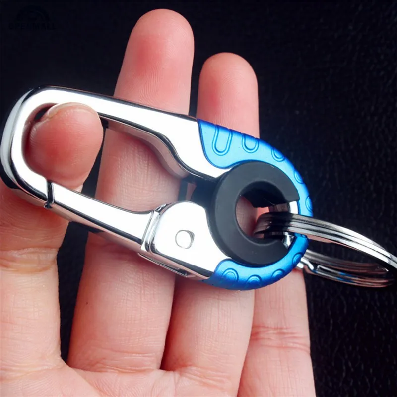 1pc Men's Keychain Hook Stainless Steel Buckle Outdoor Carabiner Climbing Tool Double Ring Fishing Key Ring Car Accessories