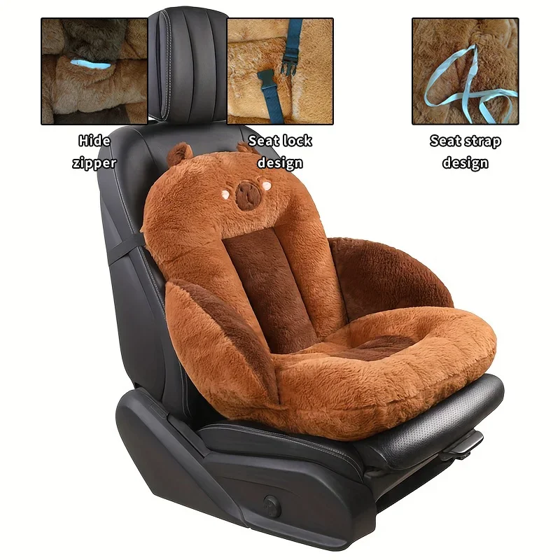 

Protection Pad Car Seat Cover Winter Warm Cushion Front Chair Seat Cover Soft Faux Fur Plush Comfortable Car Accessories