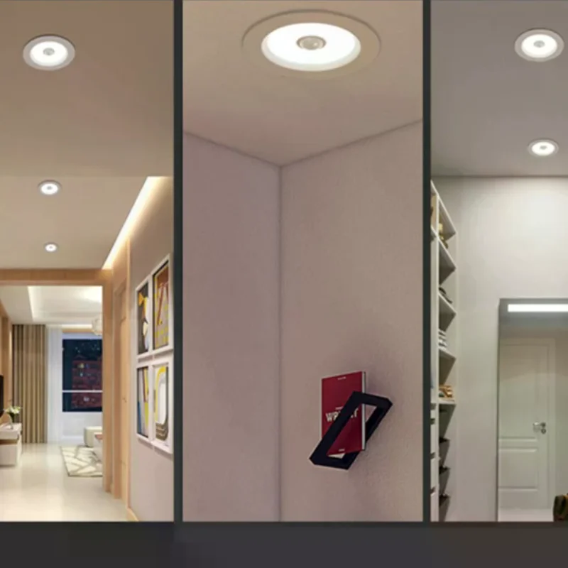 

HOT Human Body Motion Sensor Spot LED Downlight Lamparas 220V Ceiling Light 5W 7W 9W Cold White Panel Light For Hallway Stair De