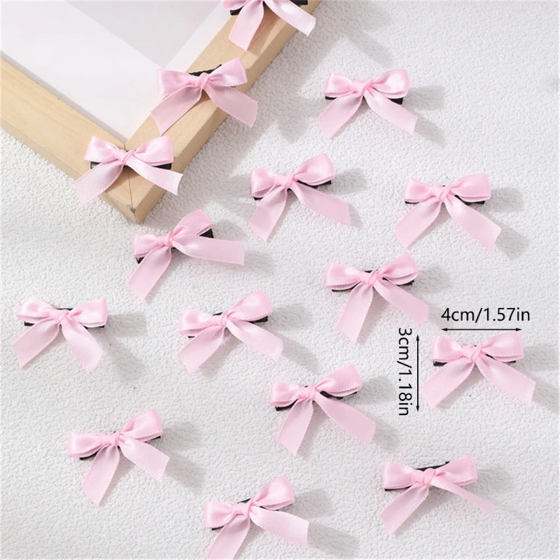 50JB 15 pz Mini Bowknot Fermagli per capelli per le donne Ragazze Piccolo carino fiocco fermagli per capelli unita nastro