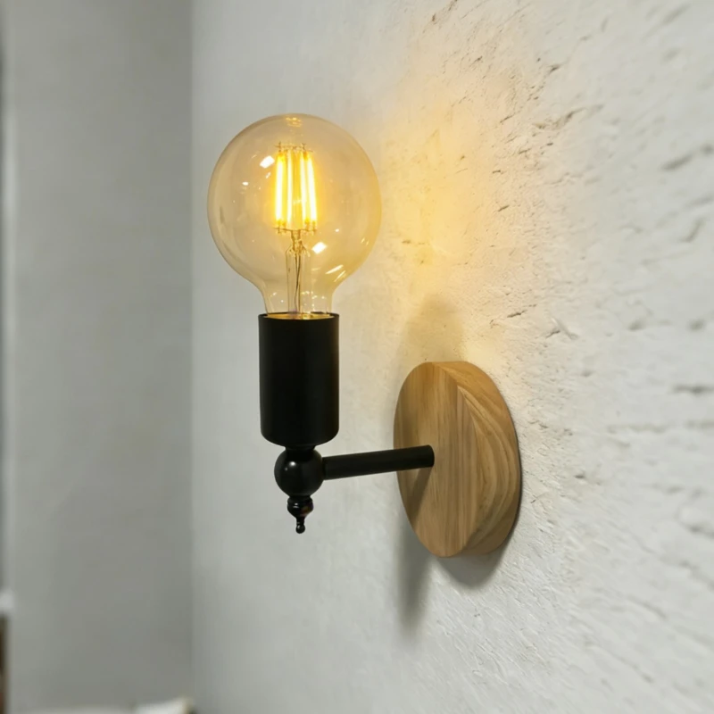 

Nordic Simple Wall Lamp Vintage Iron Art Wall Lights Fixture E27 Indoor Home Decor Dining Room Bedside Lamp Bedroom Light